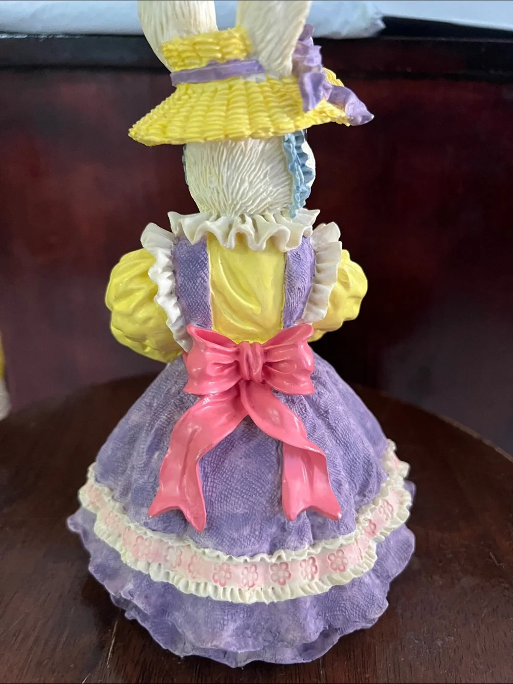 Pastel Bunny Figurine Decor in Yellow and Purple - Brand Unknown